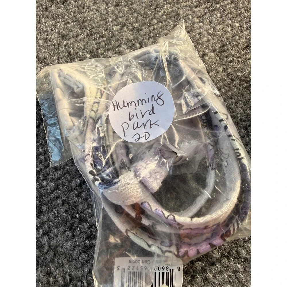 Vera Bradley Wide Lanyard Hummingbird Park Purple Floral ID Key Holder New